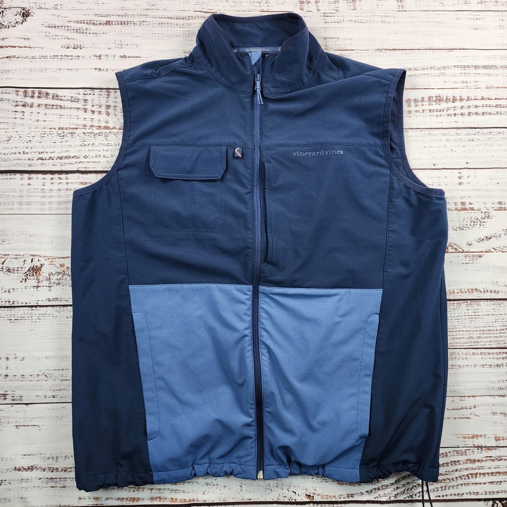 Vineyard Vines Performance Vest Mens Large Blue Colorblock Full‎ Zip Golf Active